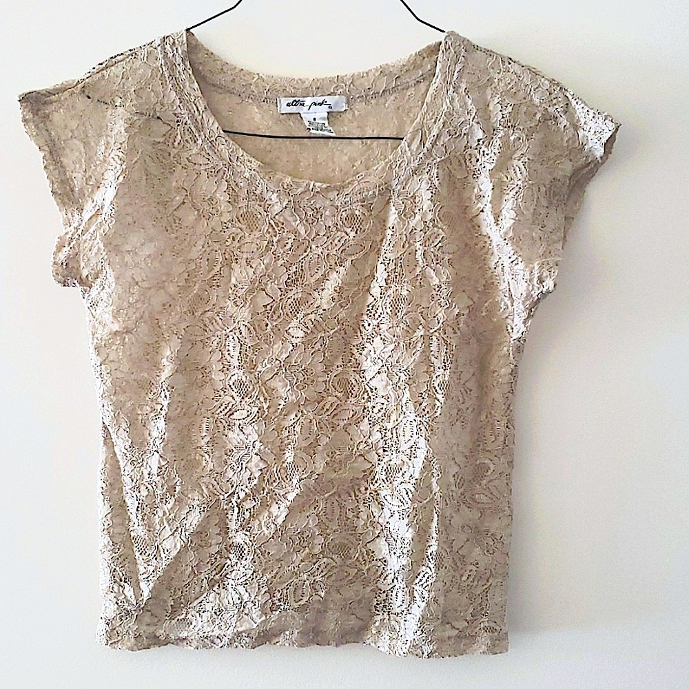 Ultra Pink sheer lace overlay top
